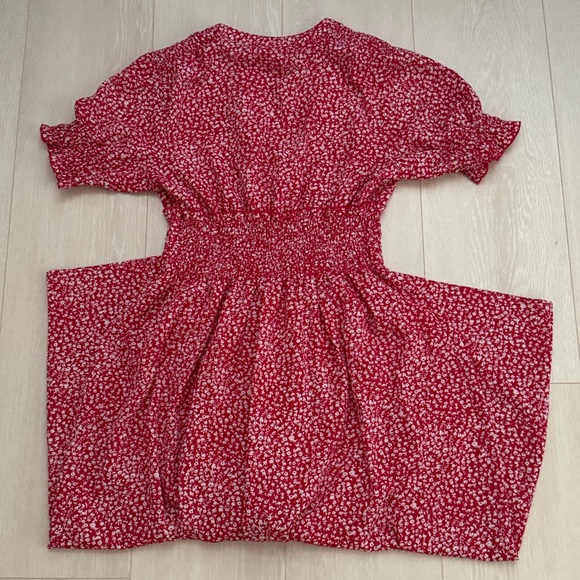 Kate And Lily Red White Floral Short Sleeve Midi Dress - Picture 9 of 9